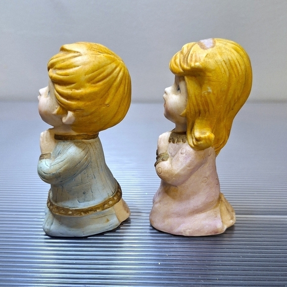 Homco Vintage Boy & Girl Blonde Hair Kneeling Praying Ceramic Figurine Decor - Picture 5 of 12